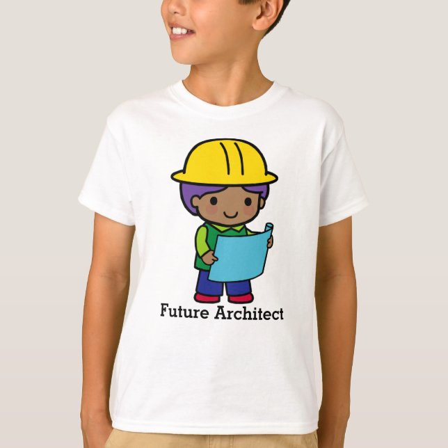 Future Architect Junge in gelbem Harthut T-Shirt (Vorderseite)