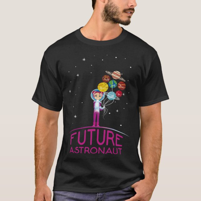 Future Astronaut With Planets Funny Quote For Girl T-Shirt (Vorderseite)