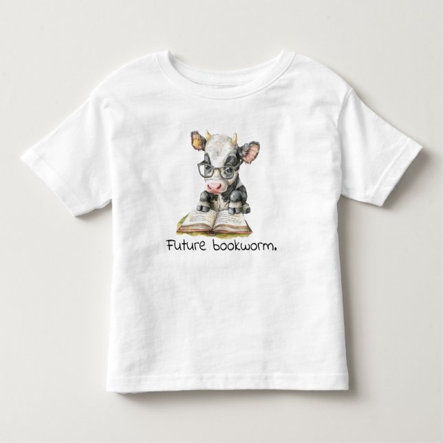 Future Bookworm Cow Reading Baby Kleinkind T-shirt (Vorderseite)