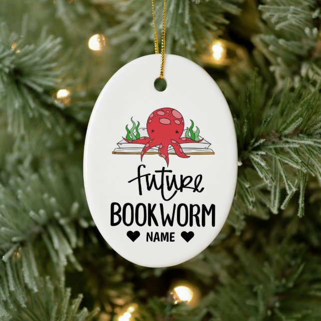 Future Bookworm Keramik Ornament (Baum)