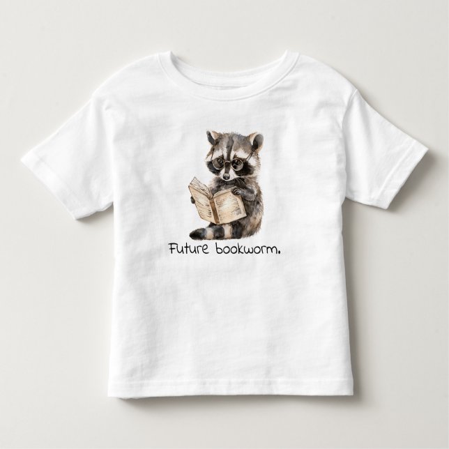 Future Bookworm Raccoon Reading Baby Kleinkind T-shirt (Vorderseite)
