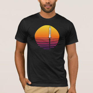Future Bound Retro Sonnenuntergang Rocket Synthwav T-Shirt