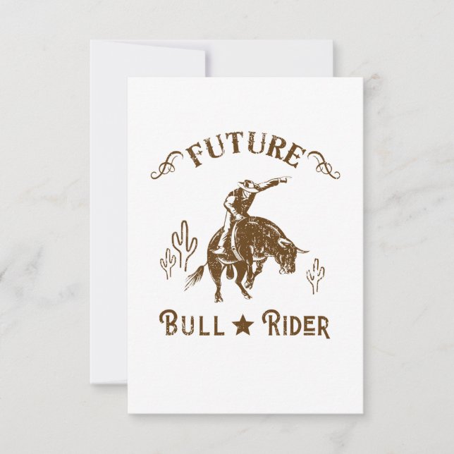 Future Bull Rider Cowboy Western Men RSVP Karte (Vorderseite)