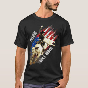 Future Bull Rider Geschenk Patriotic American Flag T-Shirt