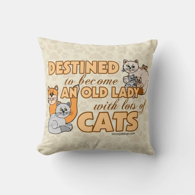 Future Crazy Cat Lady Funny Sprichwort Design Kissen (Vorderseite)
