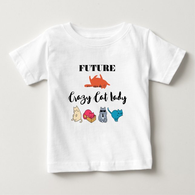 Future Crazy Cat Lady - Niedliche Kitty Illustrati Baby T-shirt (Vorderseite)