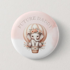 Future Daddy Baby Shower Peach Elephant Button