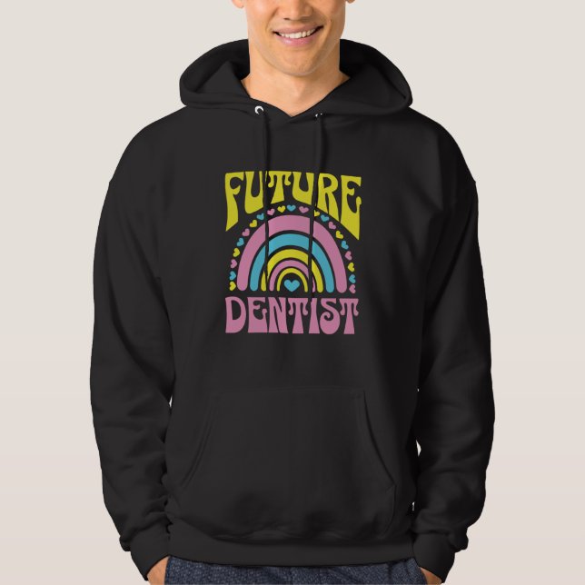 Future Dentist Bright Retro Rainbow Dentists Train Hoodie (Vorderseite)