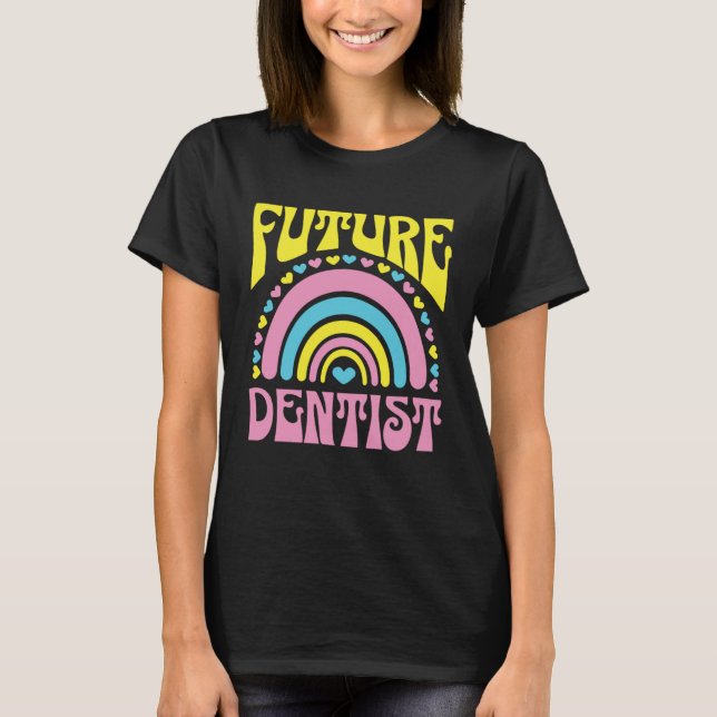 Future Dentist Bright Retro Rainbow Dentists Train T-Shirt (Vorderseite)