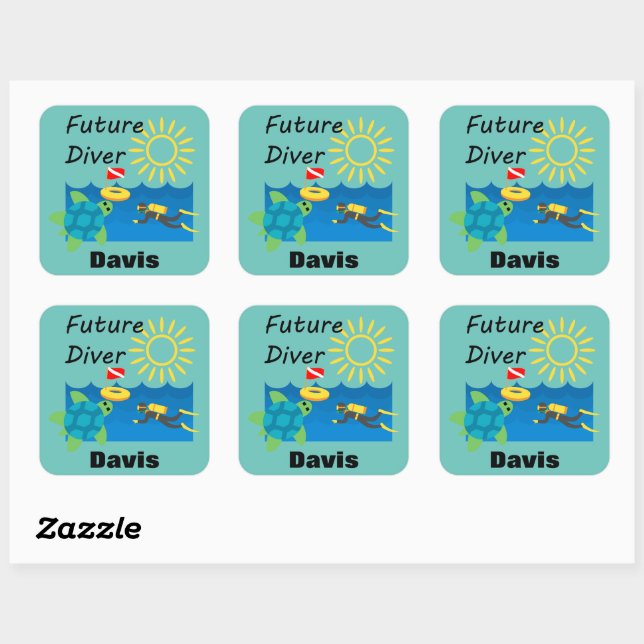 Future Diver Design - Square Stickers (Blatt)