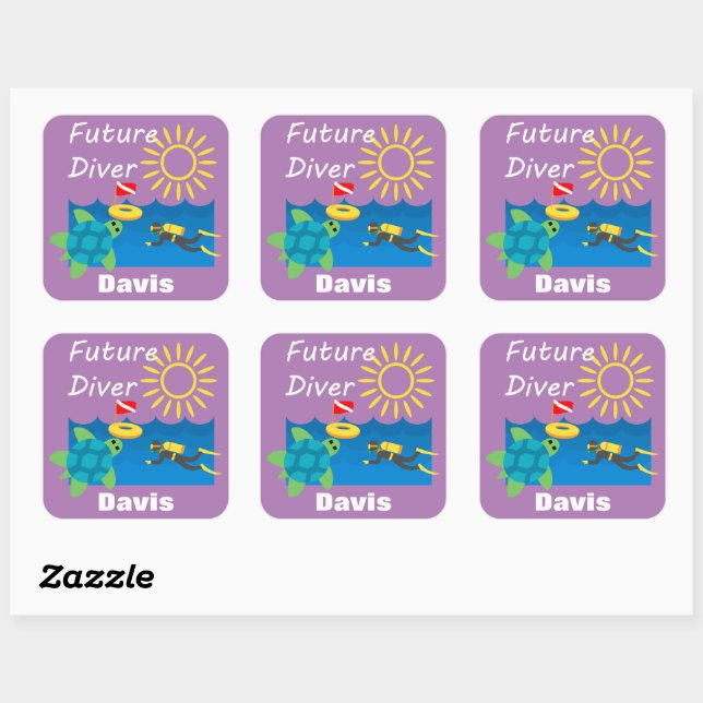 Future Diver Design - Square Stickers (Blatt)