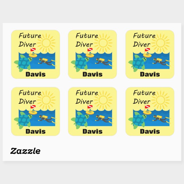 Future Diver Design - Square Stickers (Blatt)