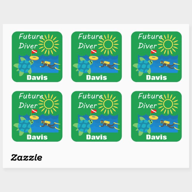 Future Diver Design - Square Stickers (Blatt)