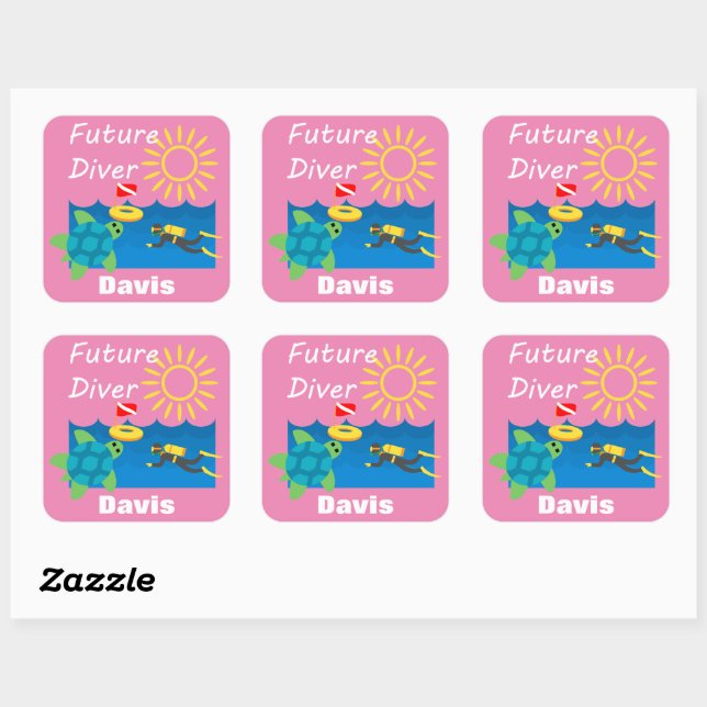 Future Diver Design - Square Stickers (Blatt)