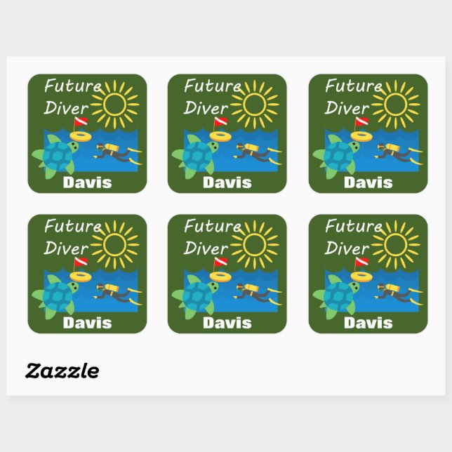 Future Diver Design - Square Stickers (Blatt)