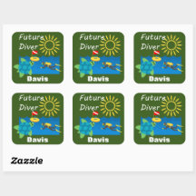 Future Diver Design - Square Stickers
