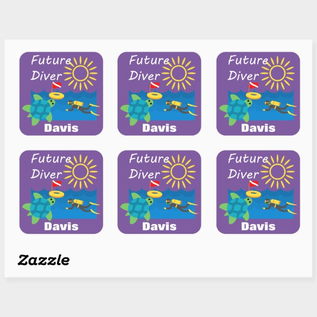 Future Diver Design - Square Stickers (Blatt)