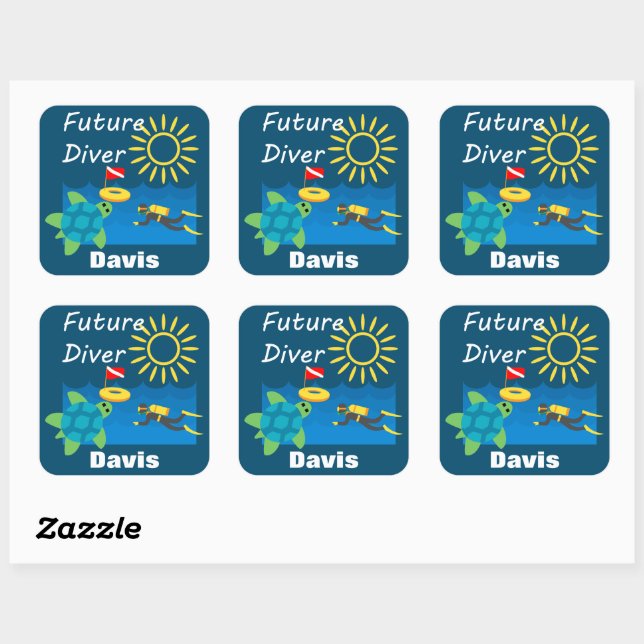 Future Diver Design - Square Stickers (Blatt)