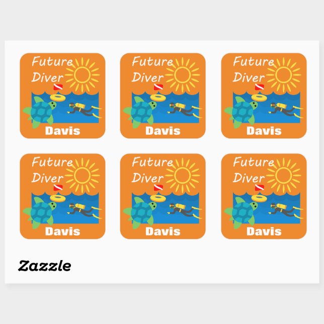 Future Diver Design - Square Stickers (Blatt)