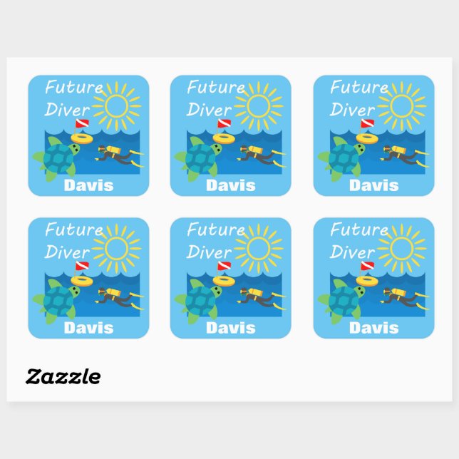 Future Diver Design - Square Stickers (Blatt)