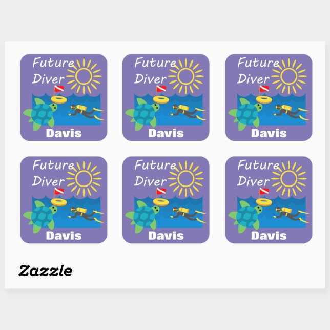 Future Diver Design - Square Stickers (Blatt)