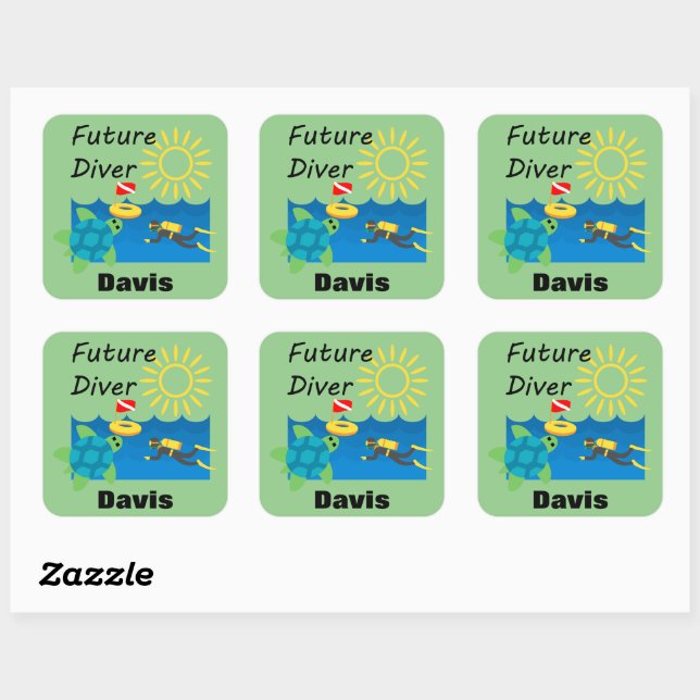 Future Diver Design - Square Stickers (Blatt)