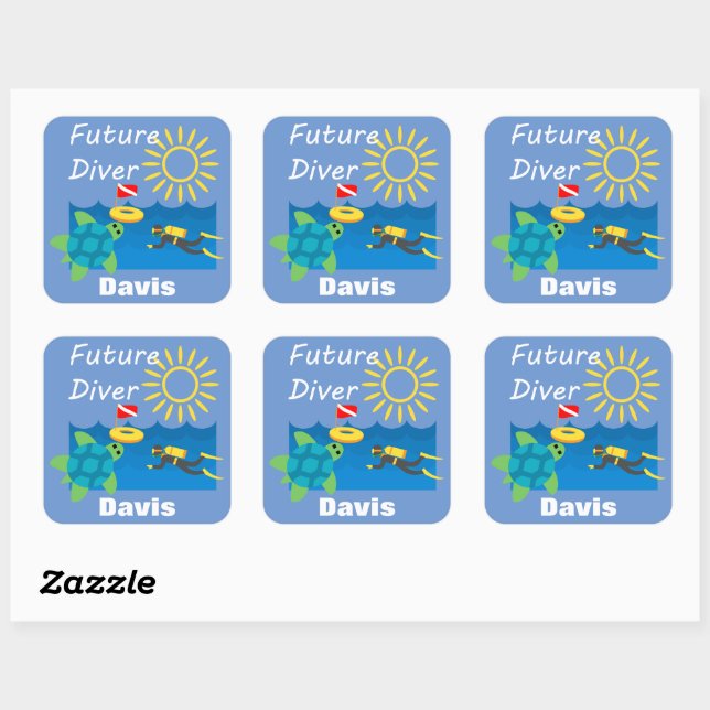 Future Diver Design - Square Stickers (Blatt)