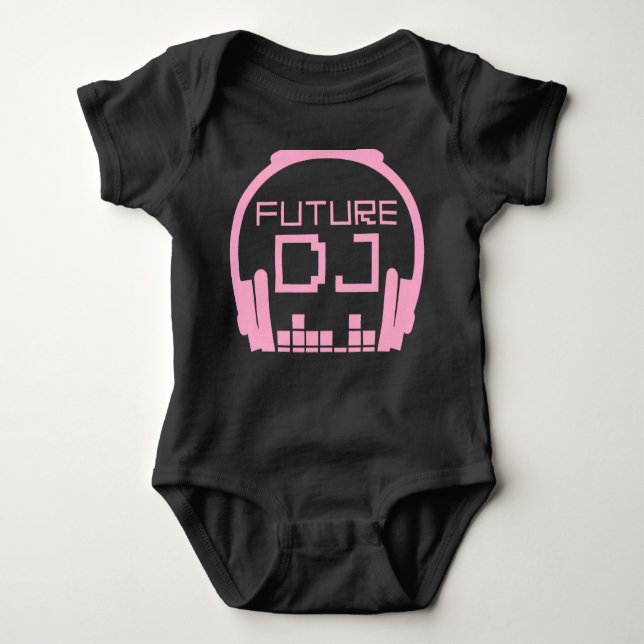 Future DJ Baby Girl Kids Deejay Disc Jockey Pink Baby Strampler (Vorderseite)