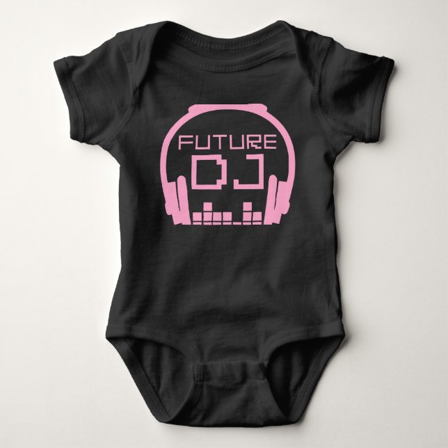 Future DJ Baby Girl Kids Deejay Disc Jockey Pink Strampler (Vorderseite)