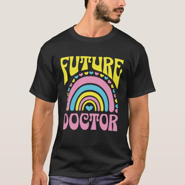Future Doctor Bright Retro Rainbow Doctors Trainin T-Shirt (Vorderseite)