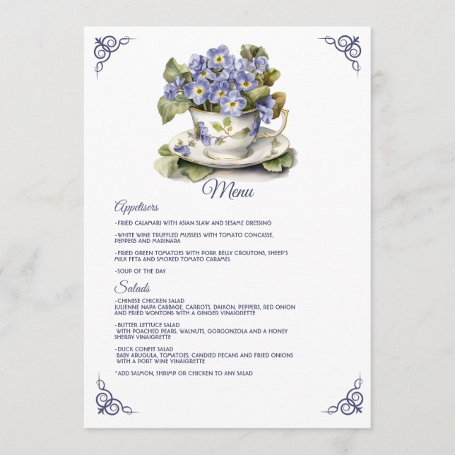Future Dusk Common Abend Primrose Floral Wedding Menükarte (Vorderseite)