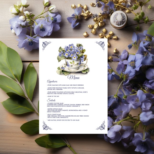 Future Dusk Common Abend Primrose Floral Wedding Menükarte (Future Dusk Wedding)