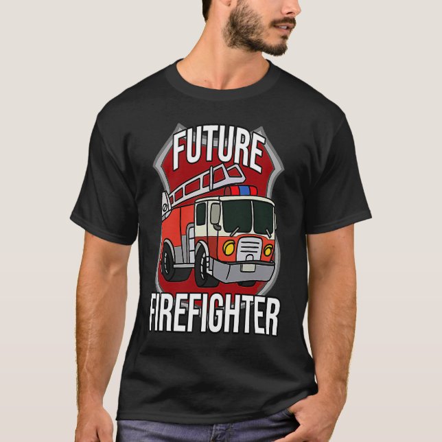 Future Firefighter Fireman Fire Truck Car Kids Boy T-Shirt (Vorderseite)