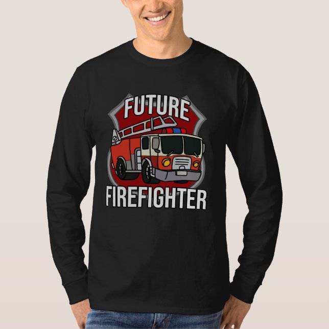 Future Firefighter Fireman Fire Truck Car Kids Boy T-Shirt (Vorderseite)