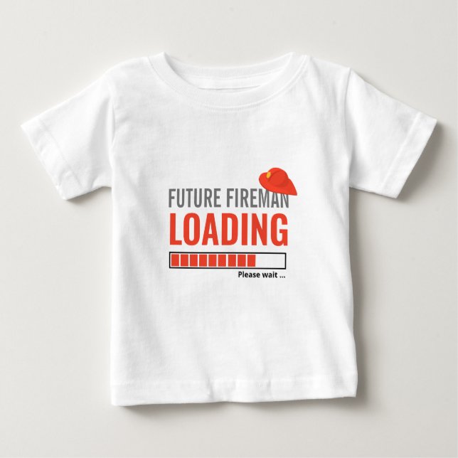 Future Fireman Loading Niedlich Funny Personalisie Baby T-shirt (Vorderseite)