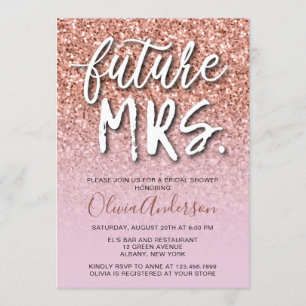 Future Frau Rose Gold Glitzer Trendy Brautparty Einladung