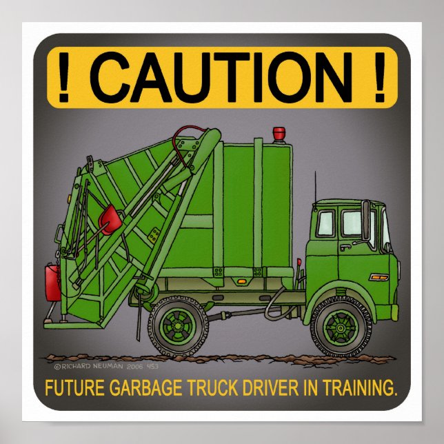 Future Garbour Truck Green Driver Poster Print (Vorne)