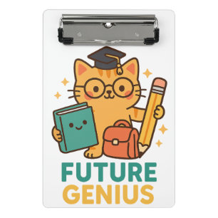 Future Genius - Niedliche Katze mit Essentials Mini Klemmbrett