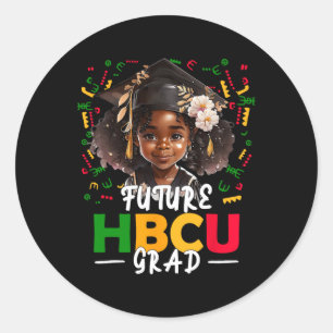 Future Hbcu Grad Afro Black Girl Kinder Abschluss Runder Aufkleber