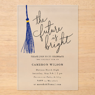 Future is Bright Blue Tassel Graduation Party Acryleinladungen