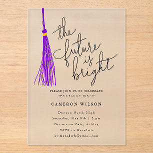 Future is Bright Lila Tassel Graduation Party Acryleinladungen