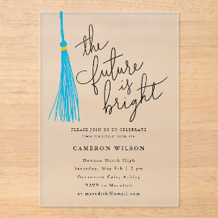 Future is Bright Sky Blue Tassel Graduation Party Acryleinladungen