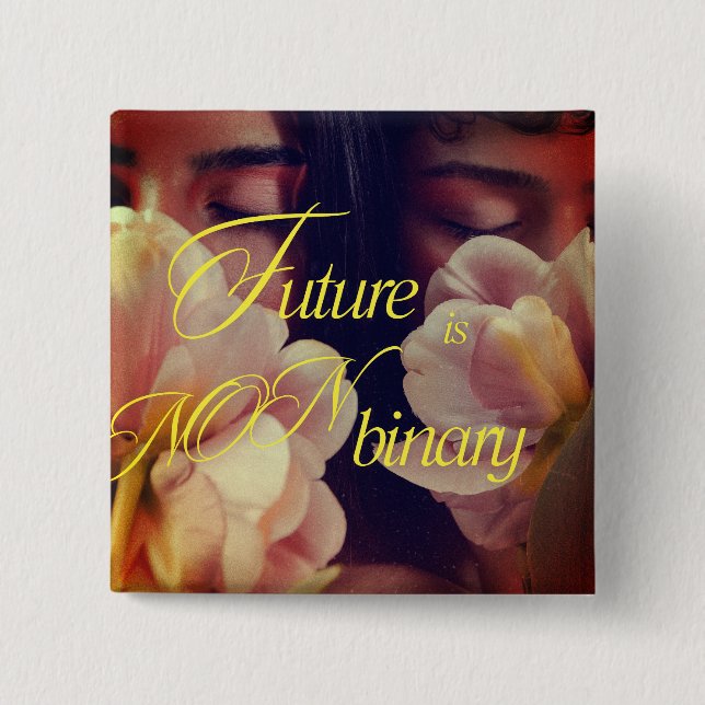 Future is Non-binary Floral Sticker Button (Vorderseite)