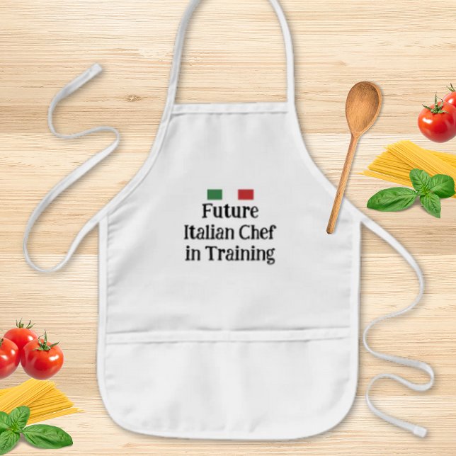 Future Italian Chef in Training Editable Kinderschürze (Editable "Future Italian chef in Training" with Italian Flag Kids' Apron)