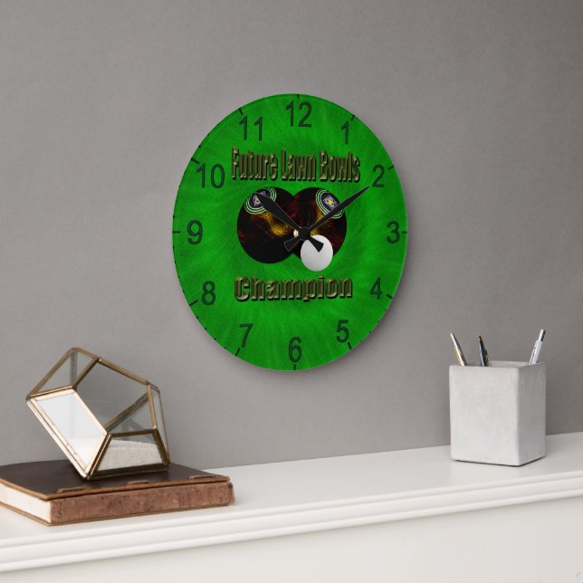 Future Lawn Bowls Champion, Wall Clock Große Wanduhr (Büro)