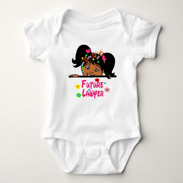 Future Lawyer Afro Baby Girl Baby Strampler (Vorderseite)