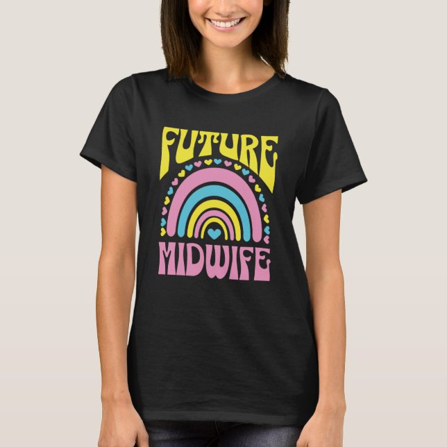 Future Midfrau Bright Retro Rainbow Midwifes Train T-Shirt (Vorderseite)