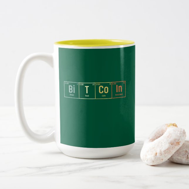 Future Millionaire Bitcoin Humor Cryptocurrency  Zweifarbige Tasse (Mit Donut)