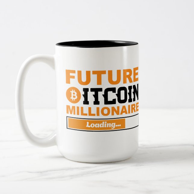 Future Millionaire Bitcoin Humor Cryptocurrency  Zweifarbige Tasse (Links)