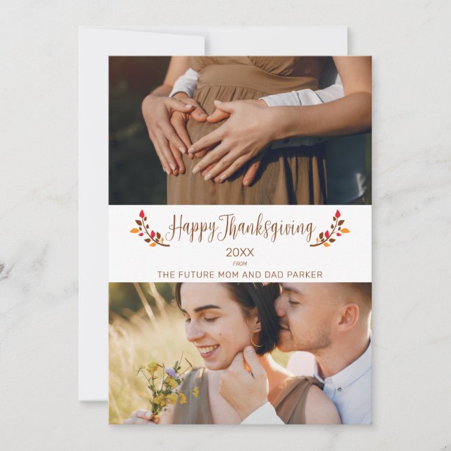 Future Mom Dad 2 custom Photos Happy Thanksgiving (Vorderseite)